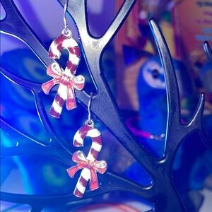 Candy Cane Earrings with Red and White Stripes